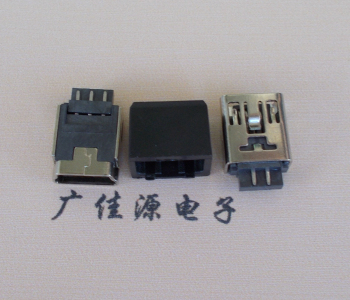 龙门MINI USB 5Pin接口 带护套焊线母座 B型180度铜壳