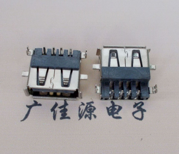 龙门AF USB母座90度 DIP沉板3.9/4.9 耐高温有卷边