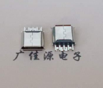龙门Micro USB母座 防水接口焊线夹板式悬空翻边