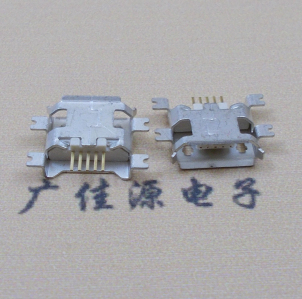龙门MICRO USB5pin接口 四脚贴片沉板母座 翻边白胶芯