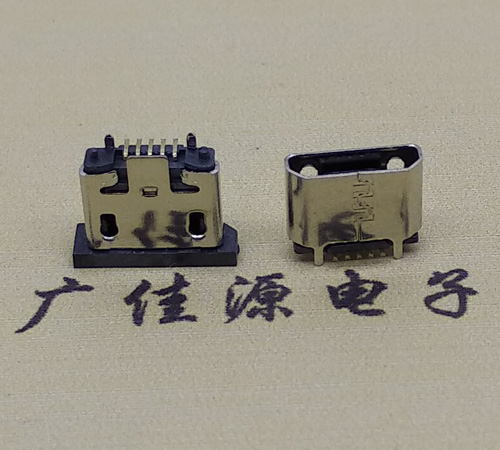 龙门micro usb5p母座立式贴板H=5.1无边有柱