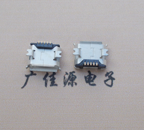 龙门Micro USB 5PIN接口,B型垫高0.9mm鱼叉脚贴片雾锡卷边