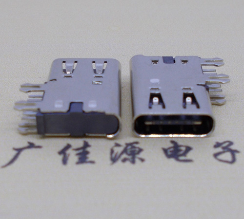 龙门侧插USB3.1接头座子.90度type-c母座.6p侧插连接器