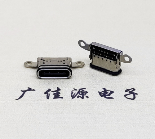 龙门USB 3.1C口.TYPE-C16P防水双排贴插座带螺丝孔