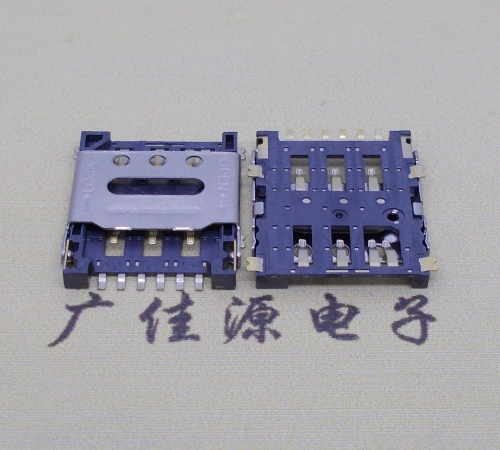 龙门掀盖手机卡座nano sim 1.5h 6pin超薄双用插卡贴片式